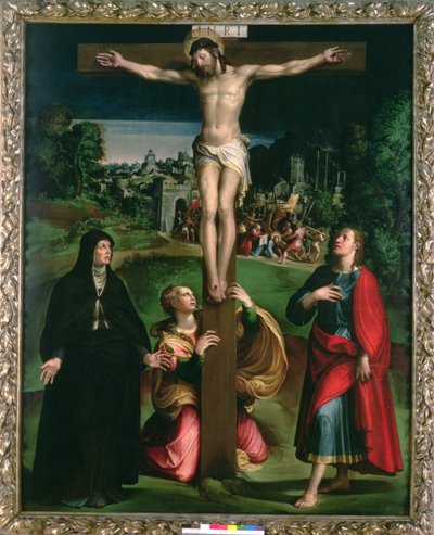 Crucifixión con la Virgen, María Magdalena y San Juan Evangelista de Nicolo dell Abate